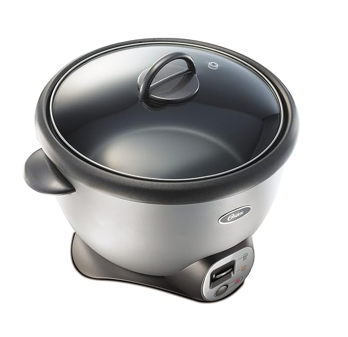 OSTER 7 CUP RICE COOKER WITH BROWNING BUTTON, COOL TOUCH HANDLE, AUTOMATIC SHUT OFF AND INCLUDES STEAMER TRAY