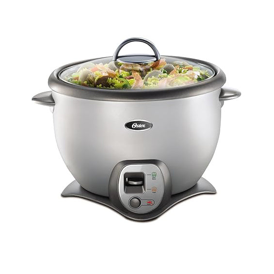 OSTER 7 CUP RICE COOKER WITH BROWNING BUTTON, COOL TOUCH HANDLE, AUTOMATIC SHUT OFF AND INCLUDES STEAMER TRAY