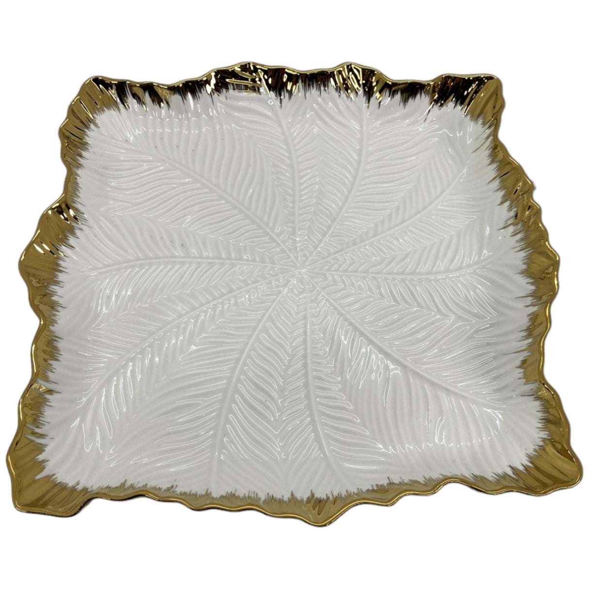 SILVERY GOLD WHITE TRAY 35 X 35 X 3 CM