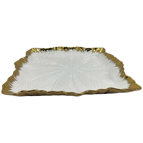 SILVERY GOLD WHITE TRAY 35 X 35 X 3 CM