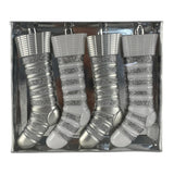 SILVER SEASONAL STOCKING ORNAMENT