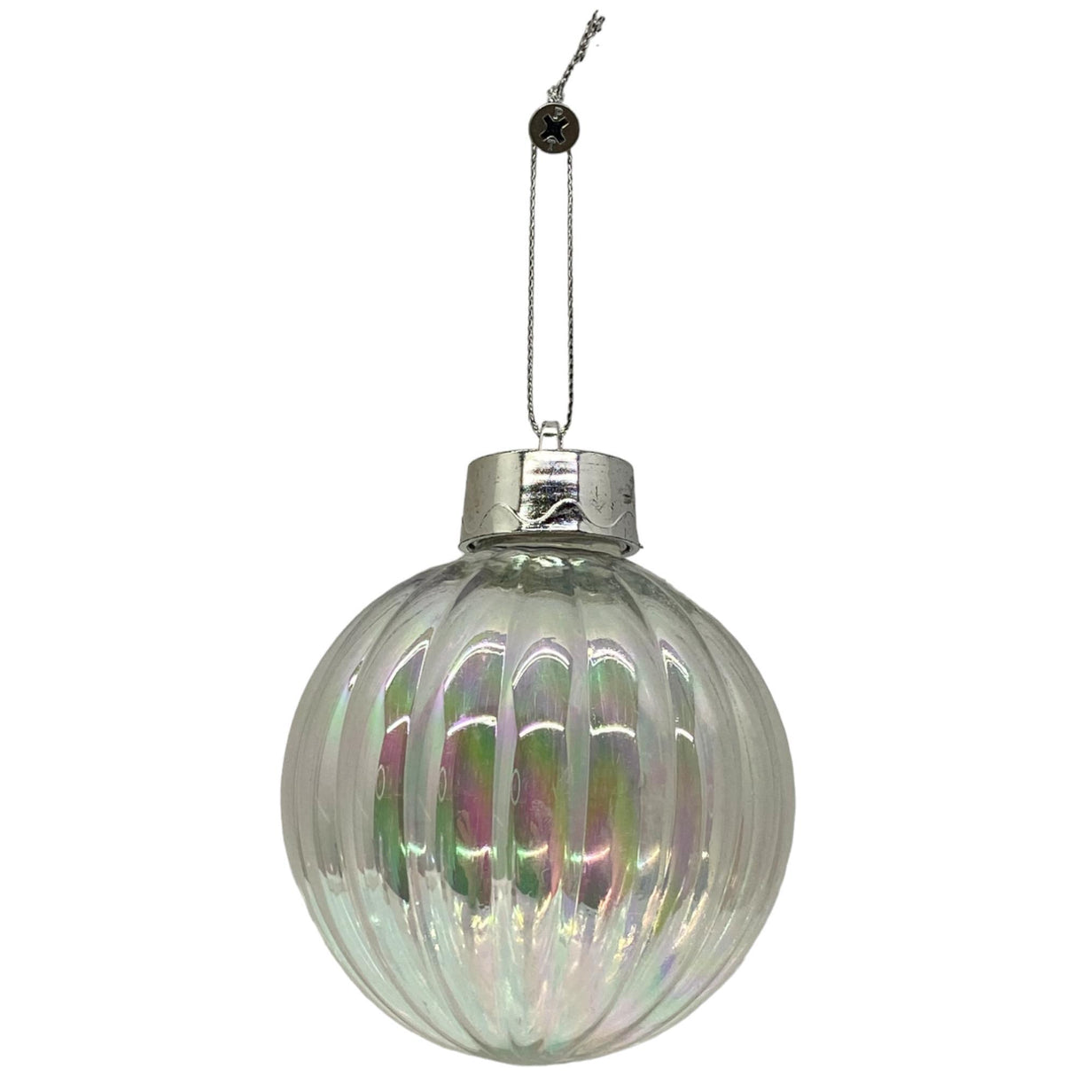 SILVER SEASONAL BALL ORNAMENT