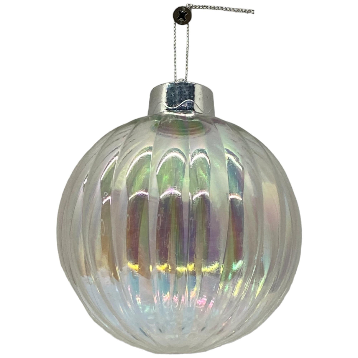 SILVER SEASONAL BALL ORNAMENT