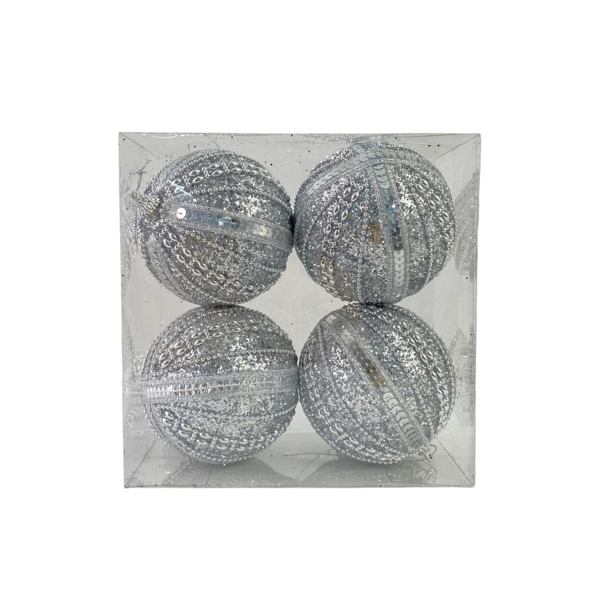 SILVER SEASONAL BALL ORNAMENT