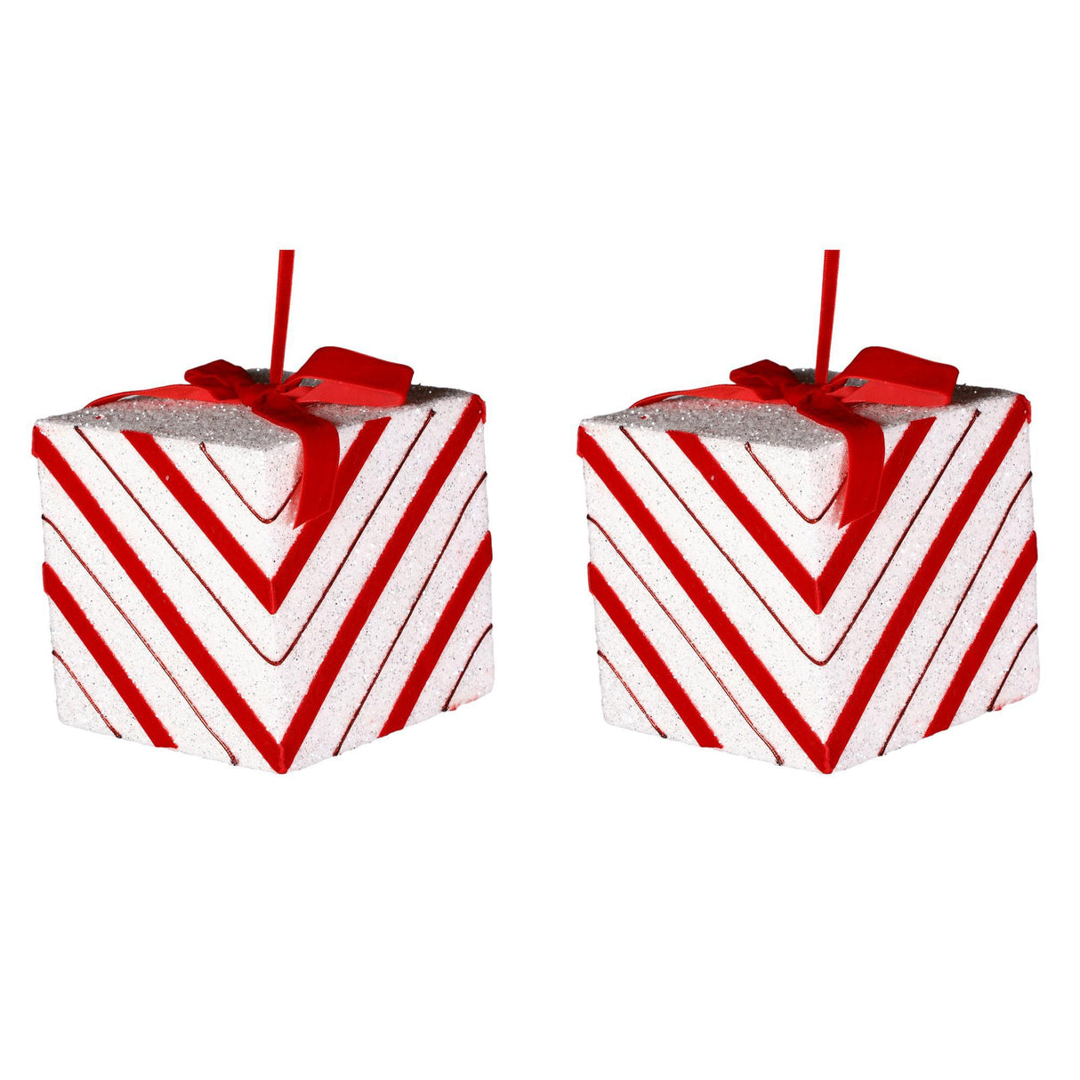 WHITE SEASONAL GIFT BOX ORNAMENT