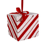 WHITE SEASONAL GIFT BOX ORNAMENT