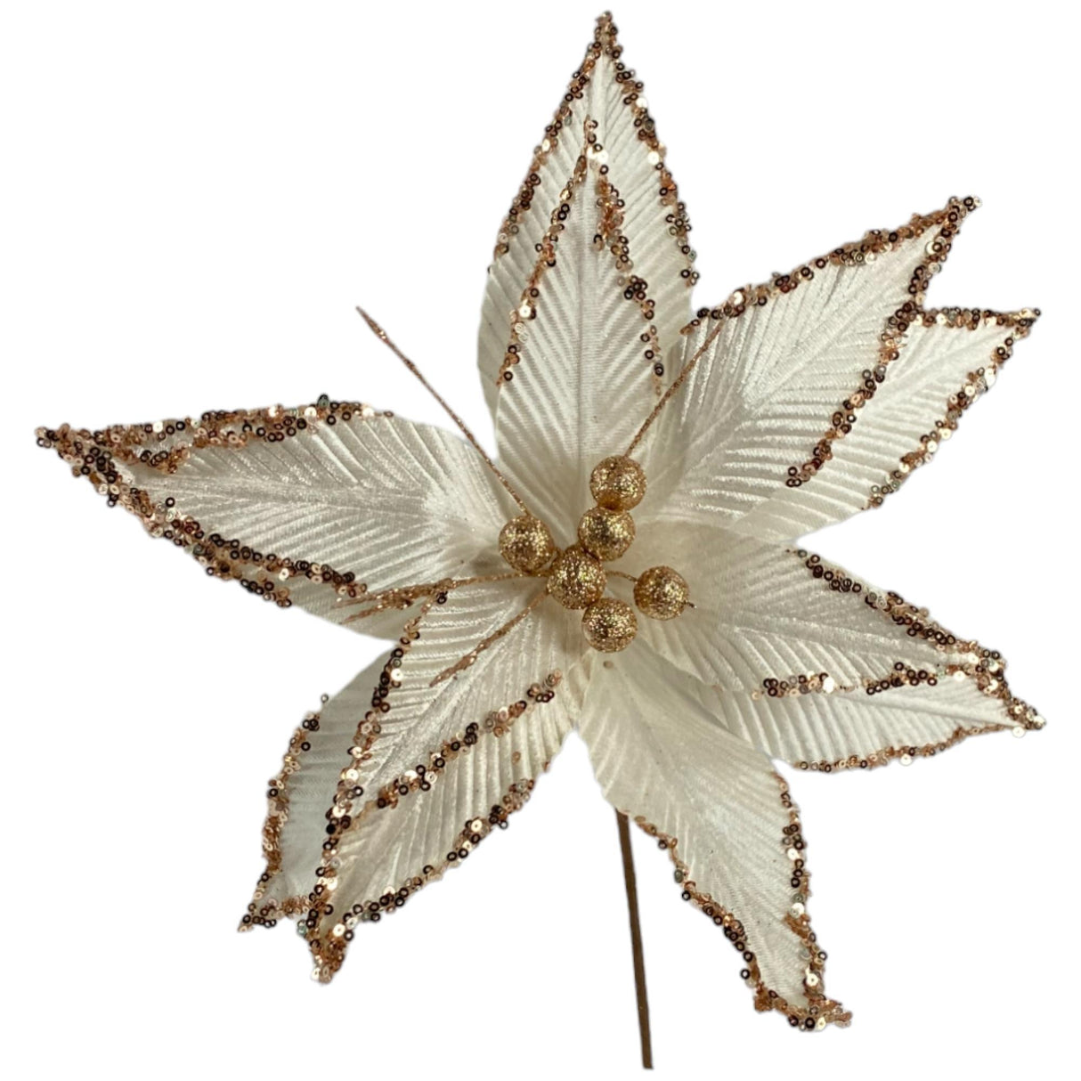 WHITE SEASONAL FLOWER ORNAMENT