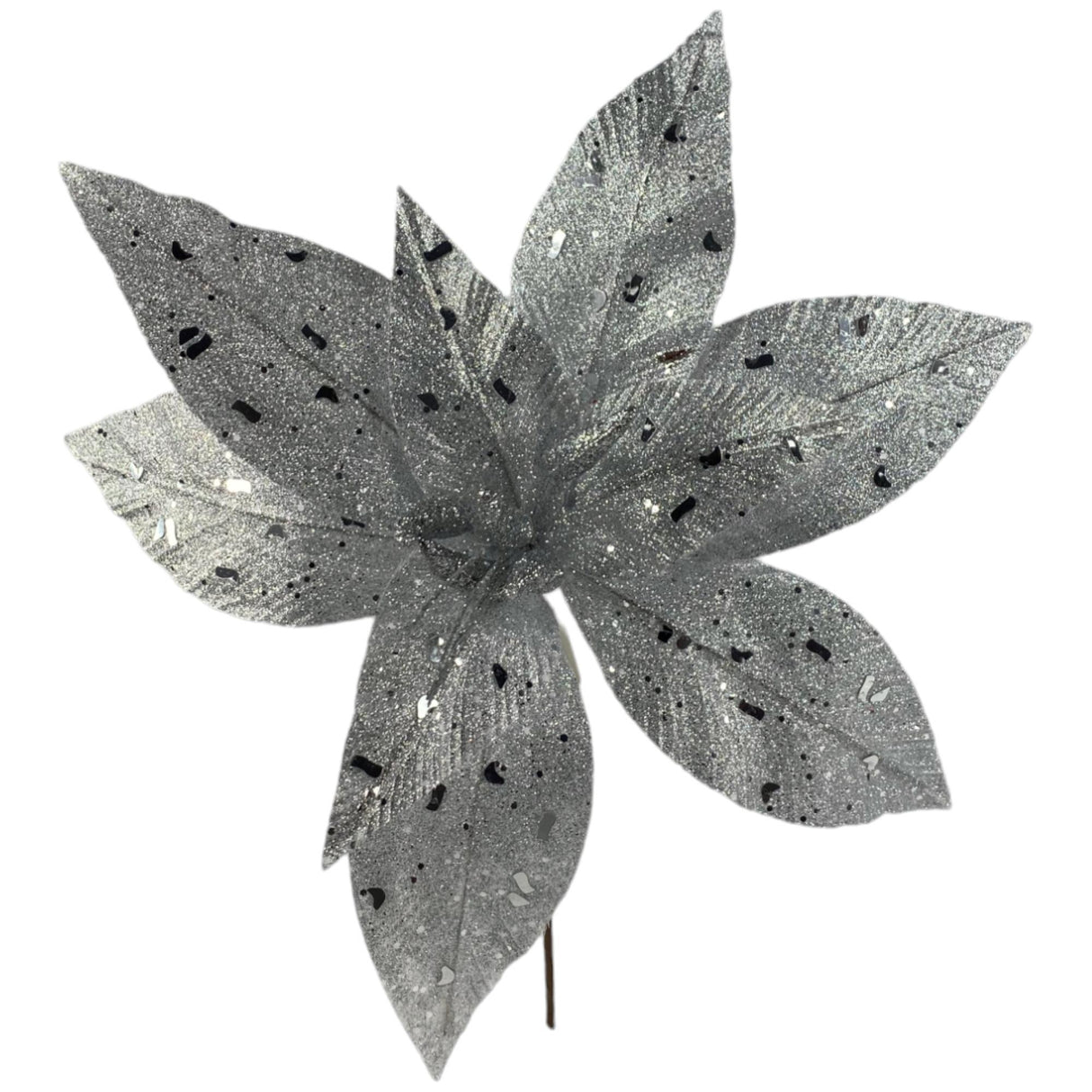 SILVER SEASONAL FLOWER ORNAMENT