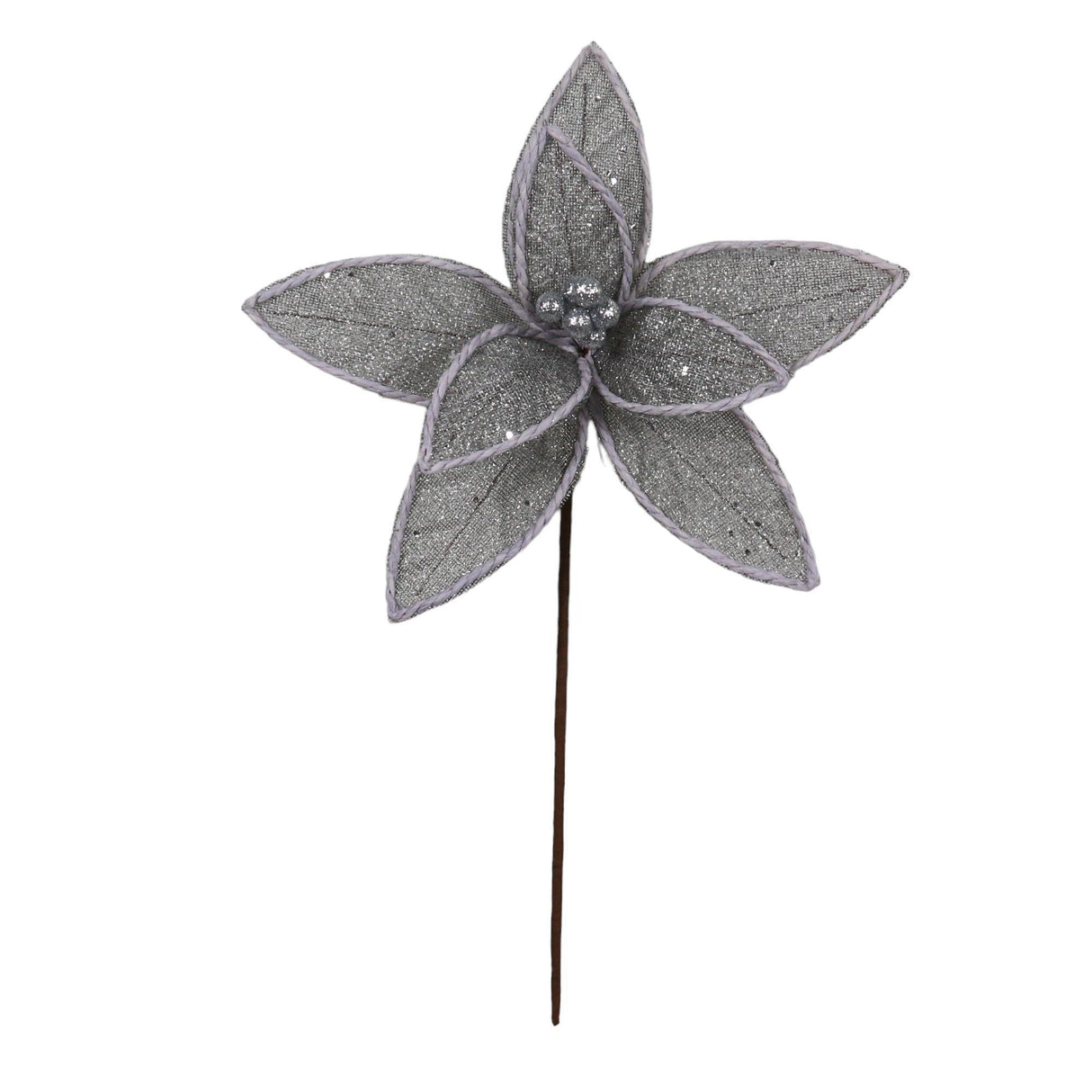 SILVER SEASONAL FLOWER ORNAMENT