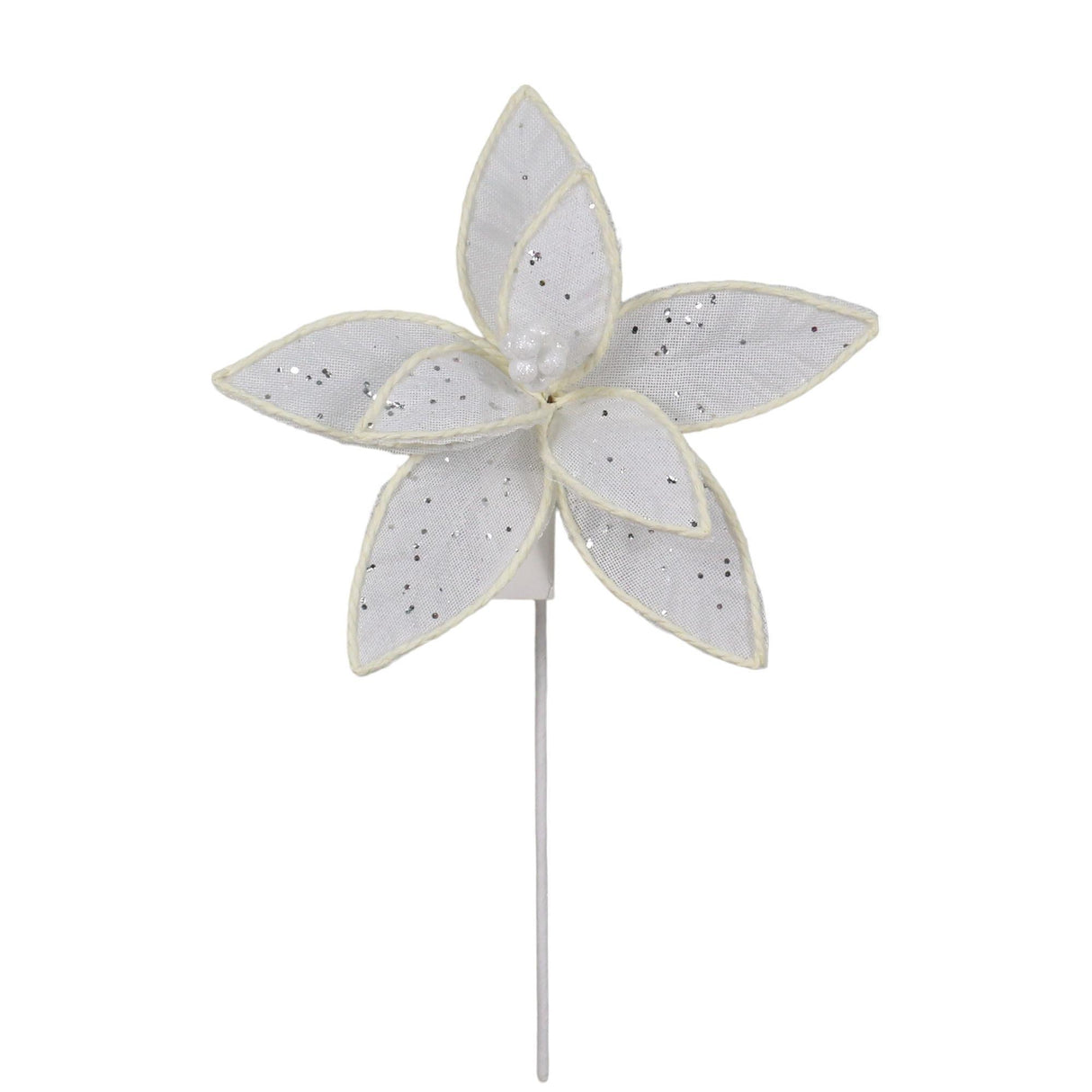 WHITE SEASONAL FLOWER ORNAMENT