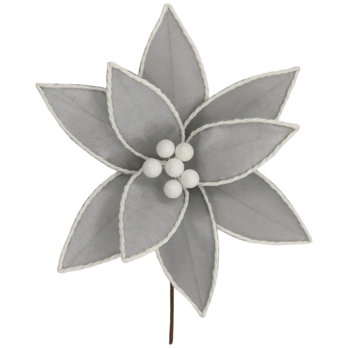 SILVER SEASONAL FLOWER ORNAMENT