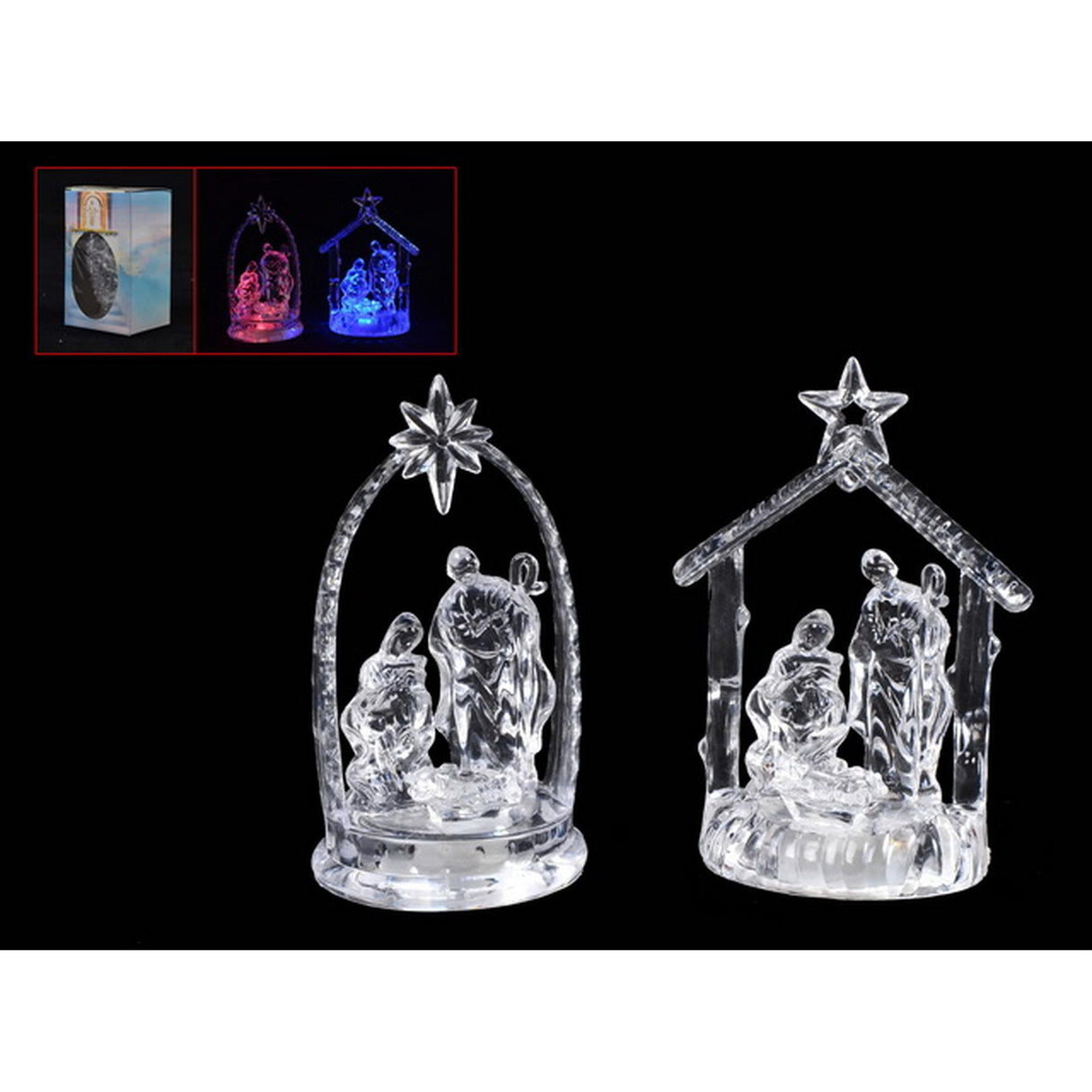 CLEAR SEASONAL NATIVITY ORNAMENT