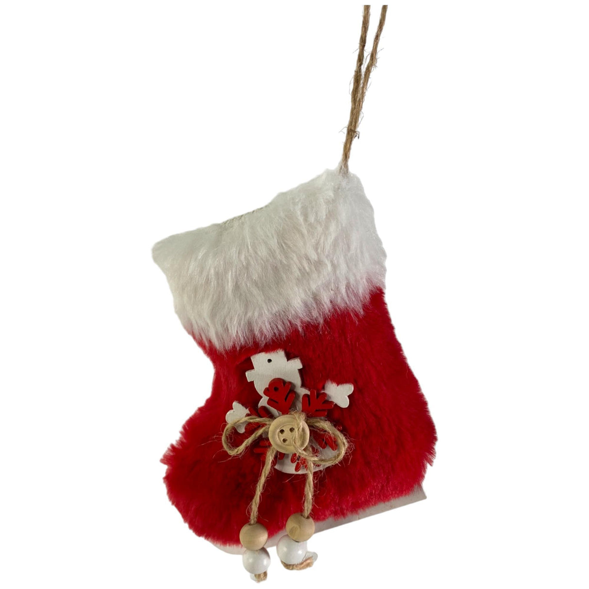 RED SEASONAL STOCKING ORNAMENT