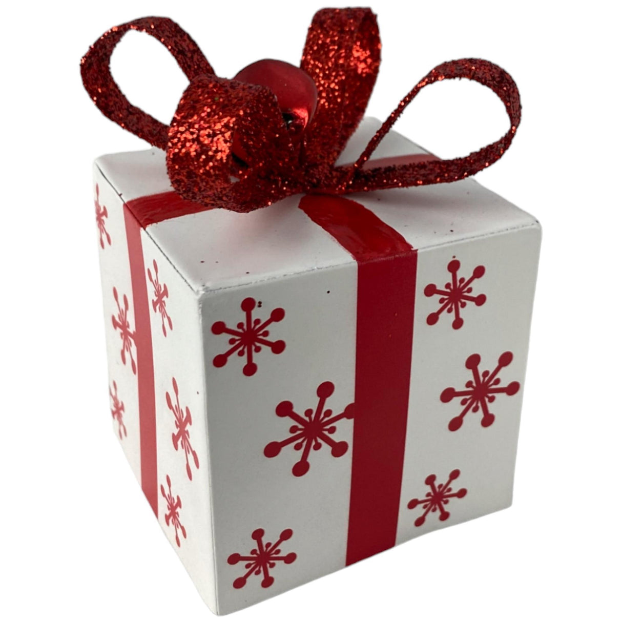 RED SEASONAL GIFT BOX ORNAMENT