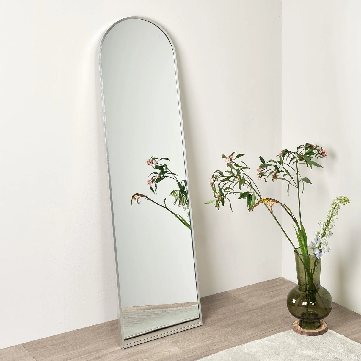 40X150CM SILVER ARCHED STANDING MIRROR