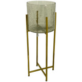 SILVERY GOLD GOLD PLANTER 28 X 28 X 73  CM