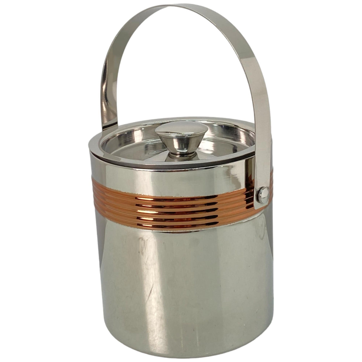 MODERN INDUSTRIAL SILVER COOLER WITH LID  15.5 X 15.5 X 15.5 CM