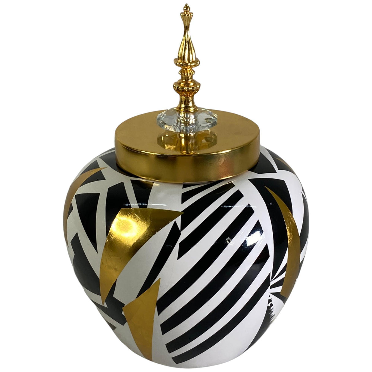 SILVERY GOLD BLACK URN 21 X 21 X 29  CM