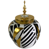 SILVERY GOLD BLACK URN 21 X 21 X 29  CM