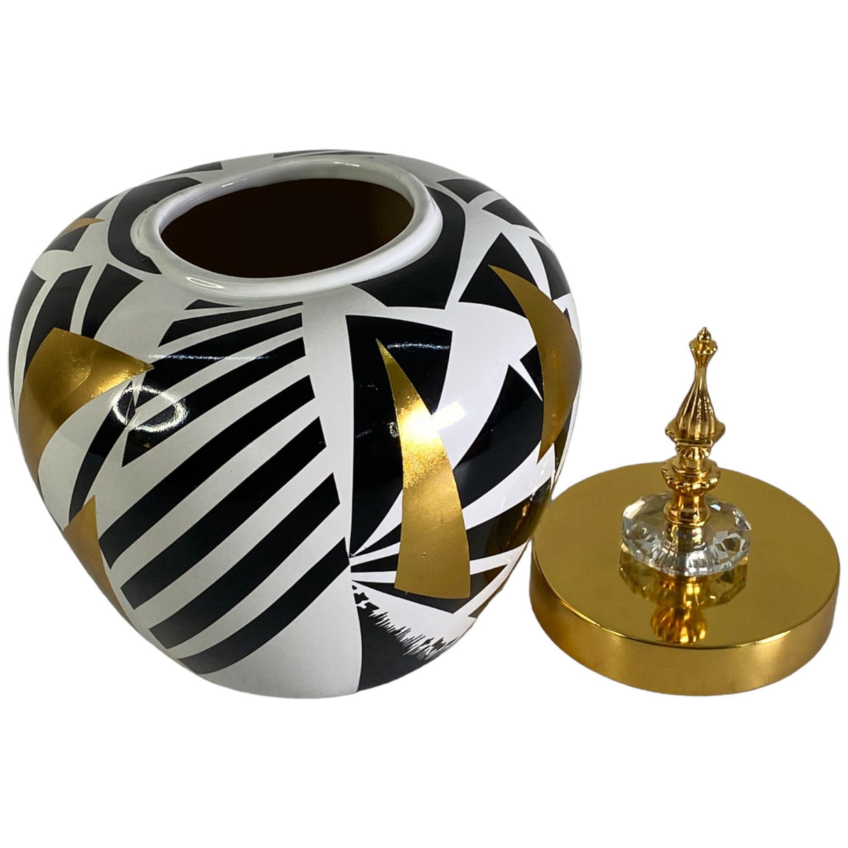 SILVERY GOLD BLACK URN 21 X 21 X 29  CM