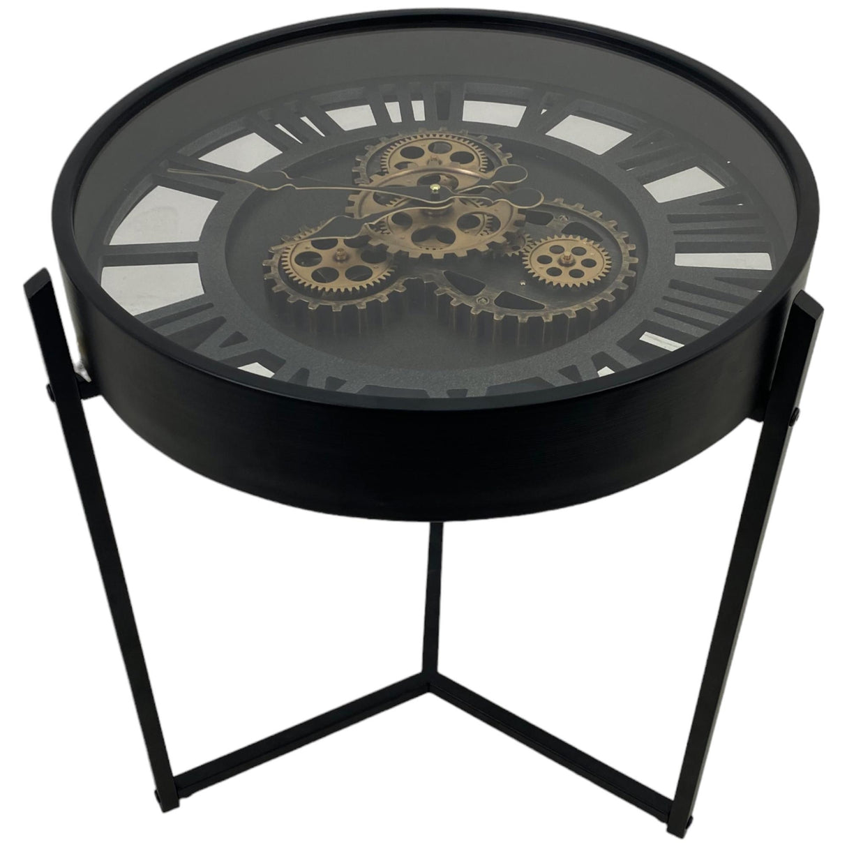 MODERN INDUSTRIAL BLACK COFFEE TABLE 49 X 49 X 56  CM