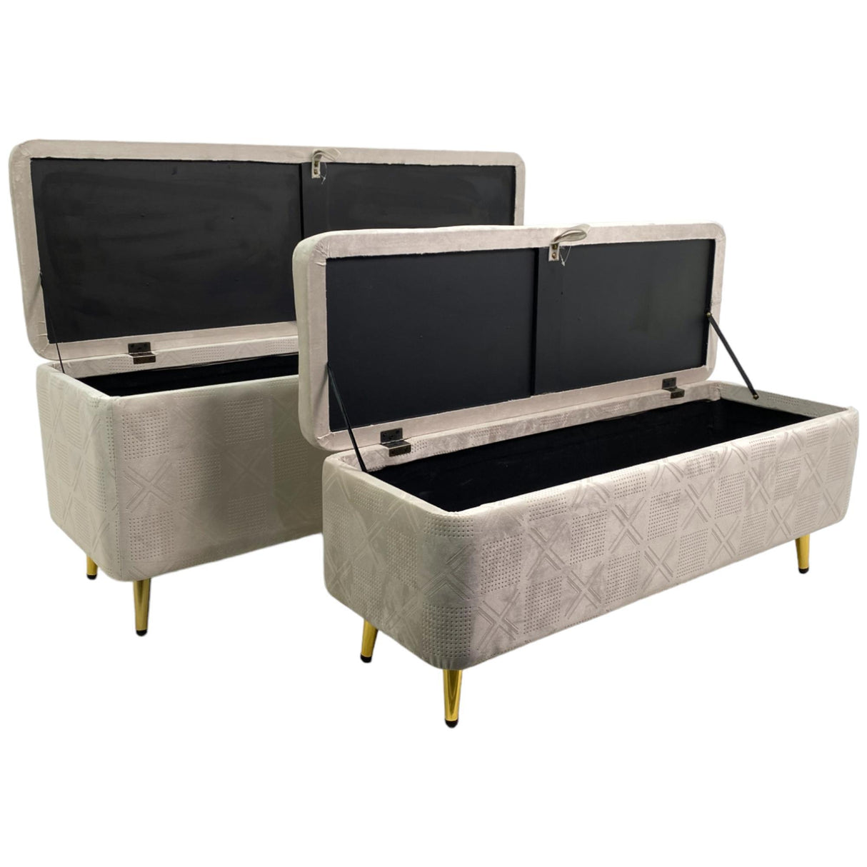 SILVERY GOLD CREAM STORAGE BENCH 119 X 38.5 X 48  CM