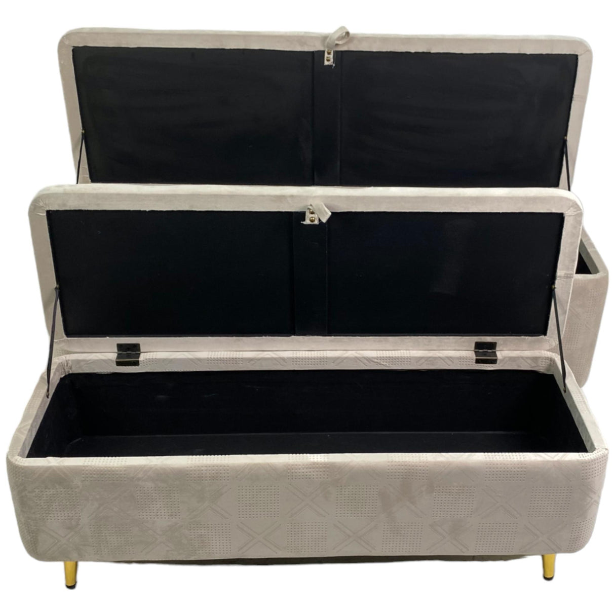 SILVERY GOLD CREAM STORAGE BENCH 119 X 38.5 X 48  CM