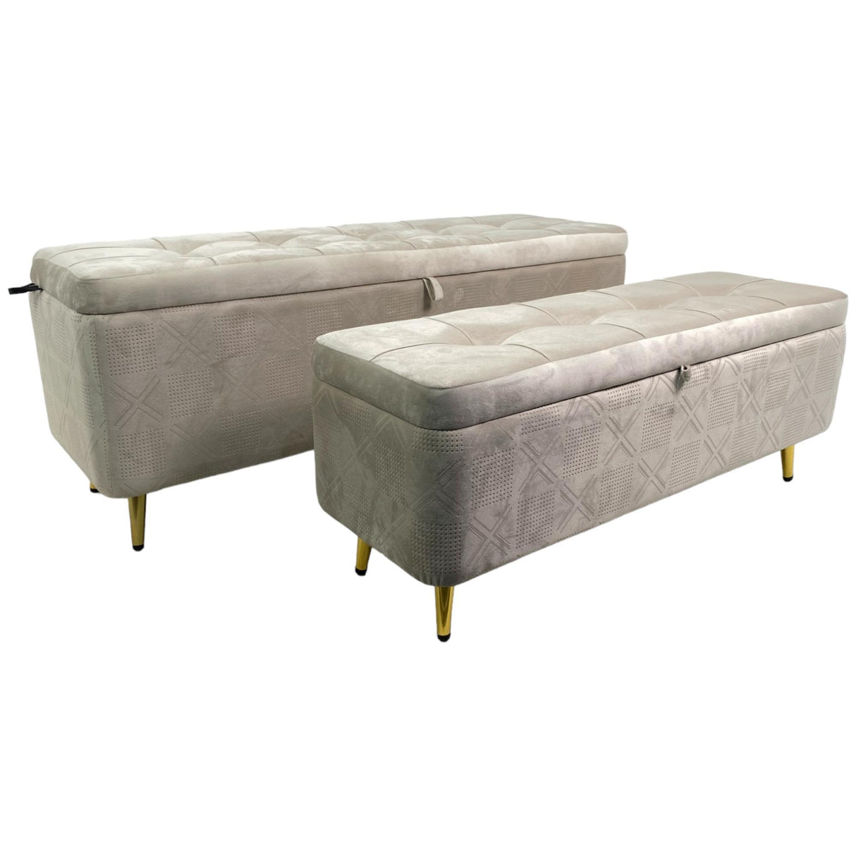 SILVERY GOLD CREAM STORAGE BENCH 119 X 38.5 X 48  CM