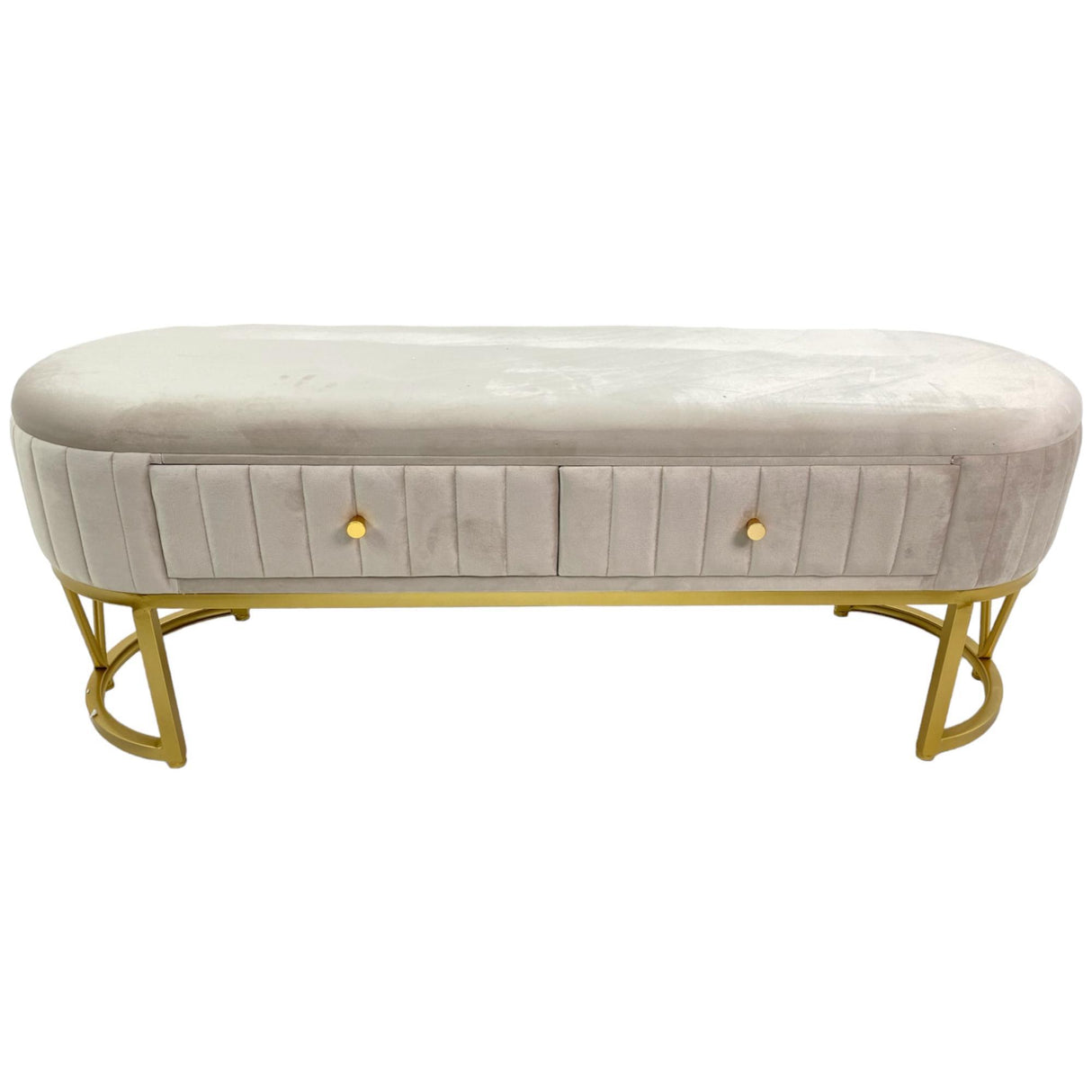 SILVERY GOLD CREAM STORAGE BENCH 120 X 34.5 X 45  CM