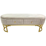 SILVERY GOLD CREAM STORAGE BENCH 120 X 34.5 X 45  CM