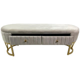 SILVERY GOLD CREAM STORAGE BENCH 120 X 34.5 X 45  CM