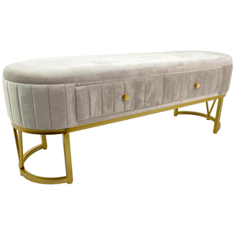 SILVERY GOLD CREAM STORAGE BENCH 120 X 34.5 X 45  CM