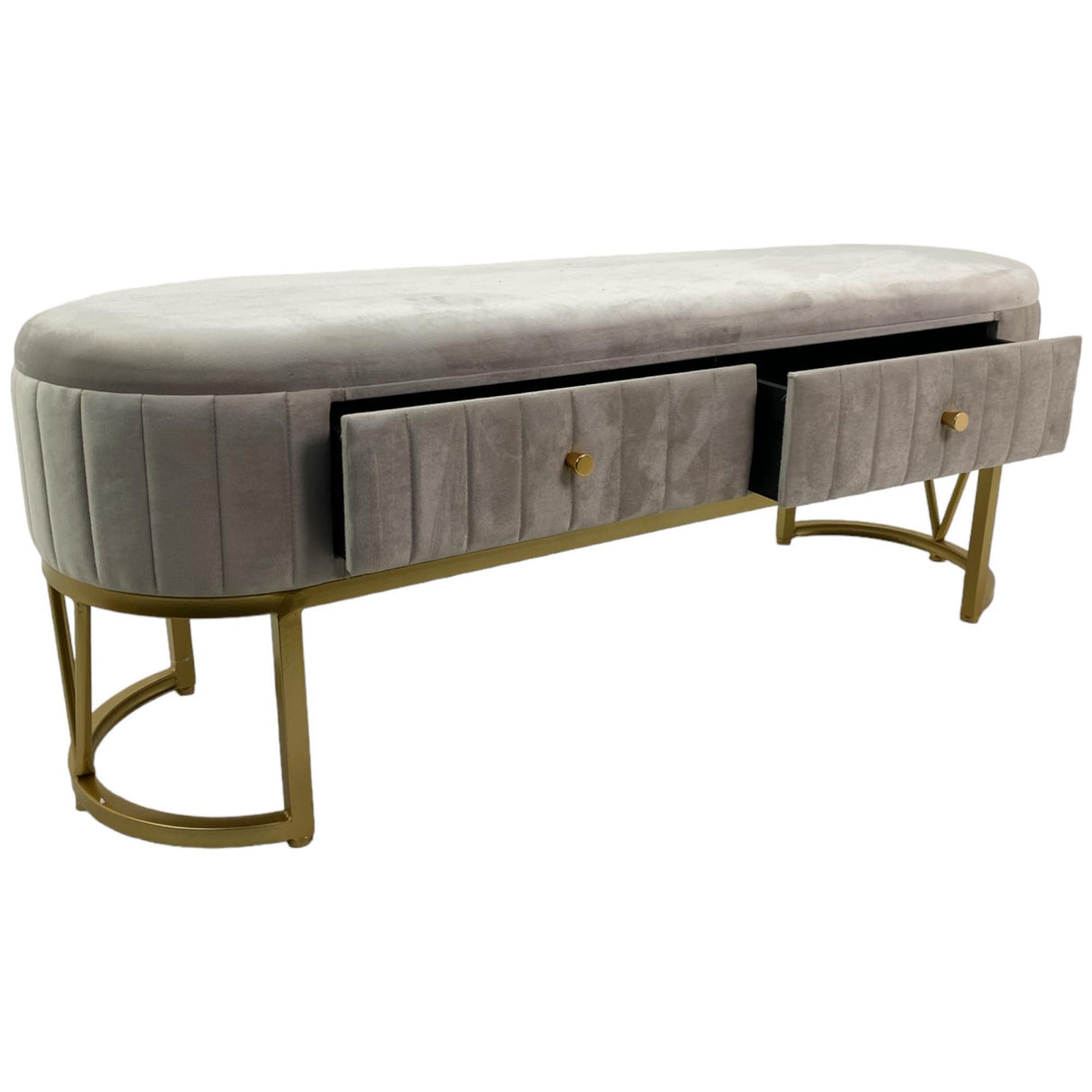 SILVERY GOLD CREAM STORAGE BENCH 120 X 34.5 X 45  CM