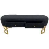 SILVERY GOLD BLACK STORAGE BENCH 120 X 34.5 X 45  CM