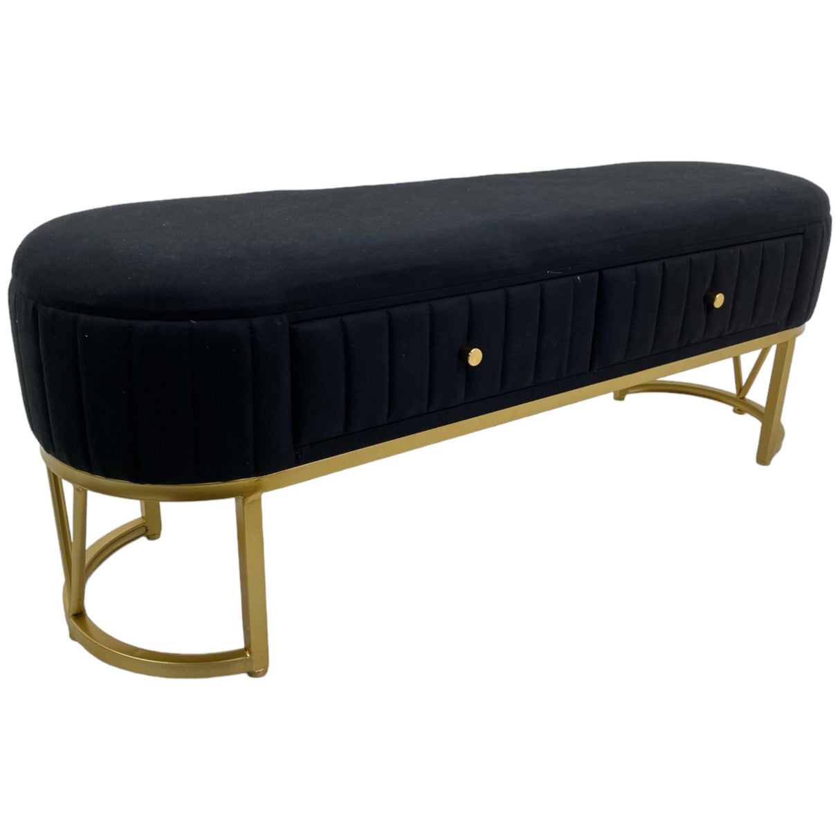 SILVERY GOLD BLACK STORAGE BENCH 120 X 34.5 X 45  CM