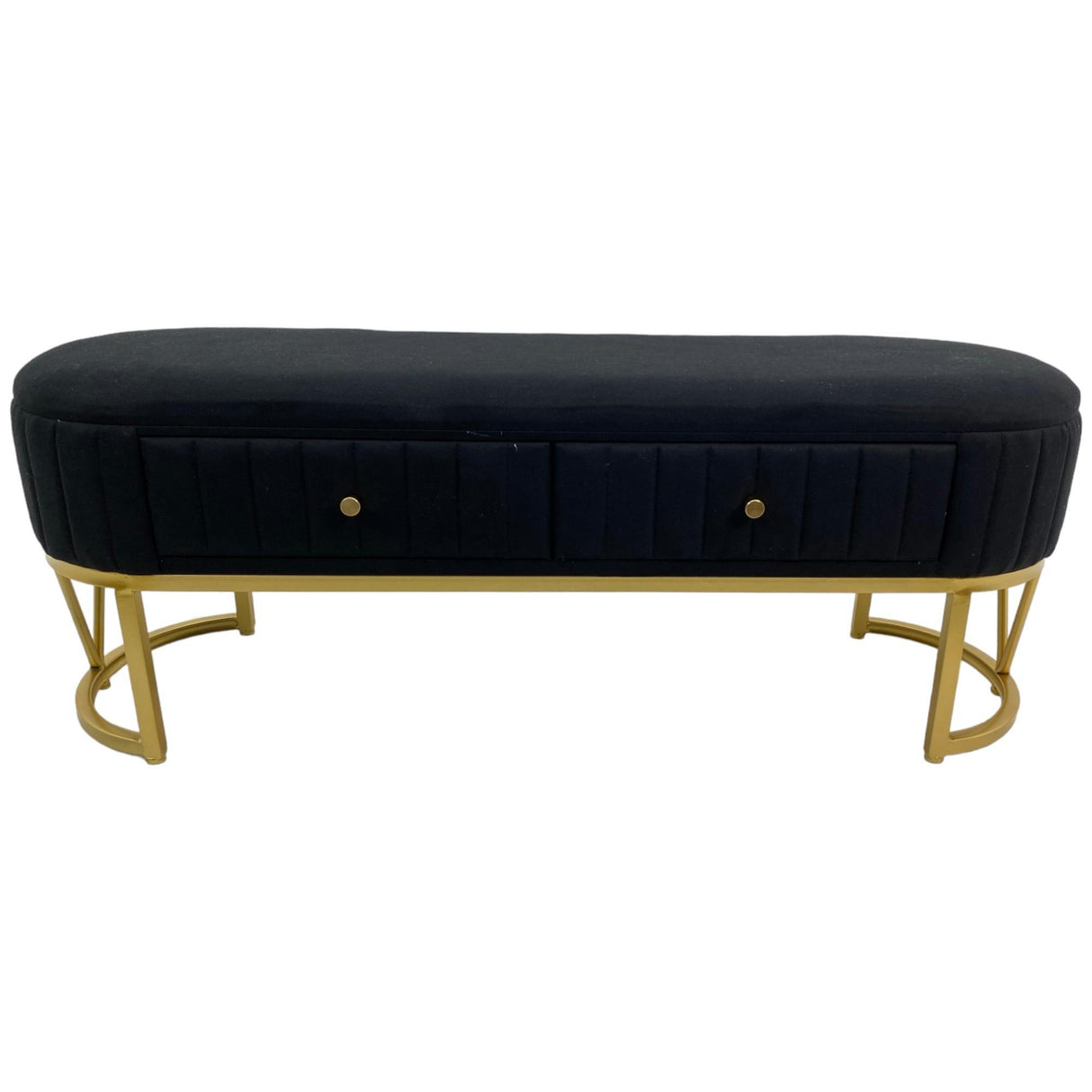 SILVERY GOLD BLACK STORAGE BENCH 120 X 34.5 X 45  CM