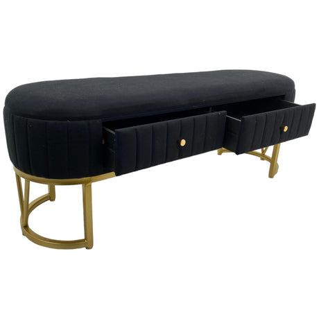 SILVERY GOLD BLACK STORAGE BENCH 120 X 34.5 X 45  CM