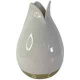 SILVERY GOLD WHITE VASE 13 X 13 X 19 CM