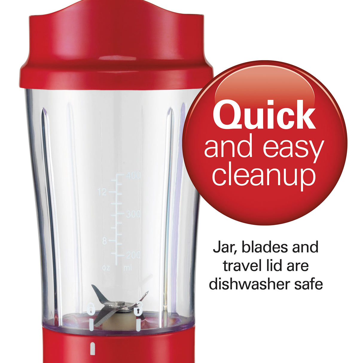 HAMILTON BEACH BLENDER ONE TOUCH TRAVEL JAR 120V RED