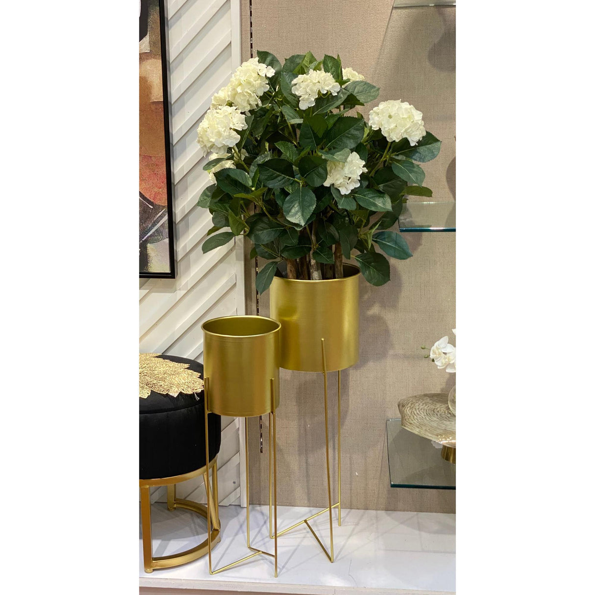 SILVERY GOLD GOLD PLANTER 22 X 22 X 70 CM