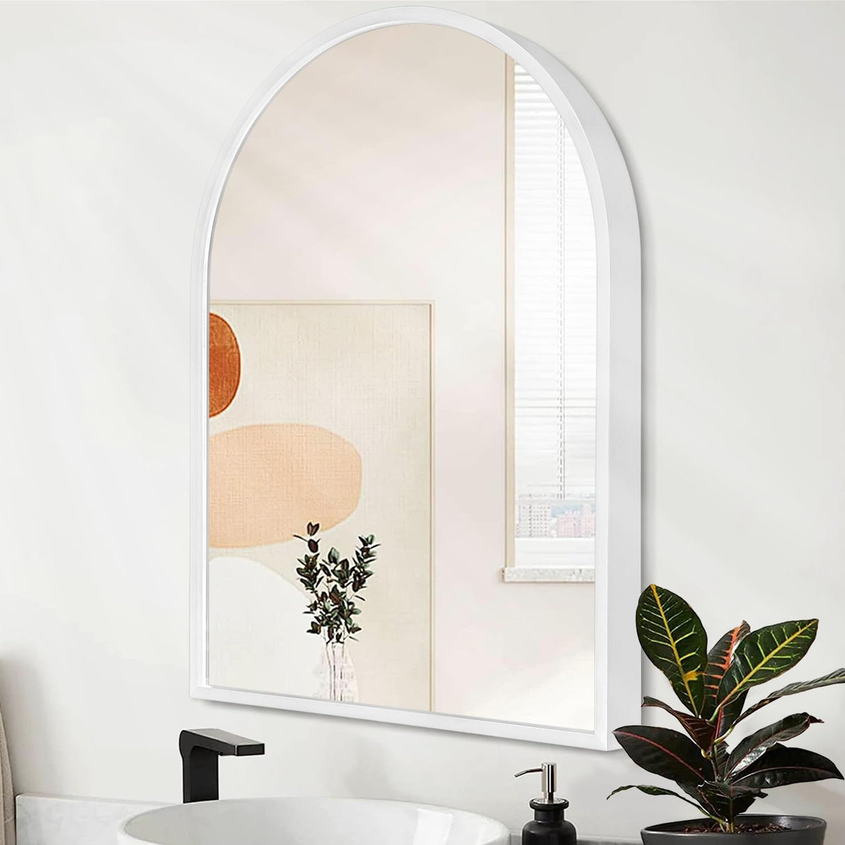 20X60" WHITE ARCHED WALL MIRROR