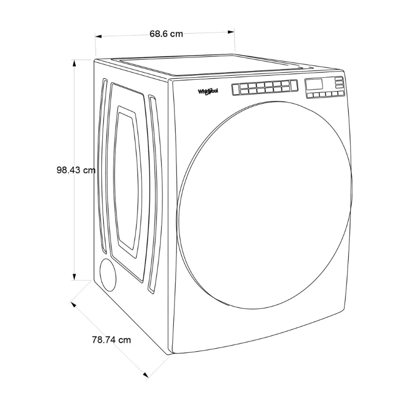 WHIRLPOOL 23 KG WHITE ELECTRIC FRONT LOAD COMPATIBLE, 7.4 CFT WRINKLE SHIELD DRYER WITH STEAM