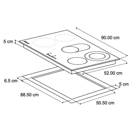 DRIJA 35 INCH INDUCTION COOKTOP WITH 5 BURNERS AND TEMPERATURE CONTROL