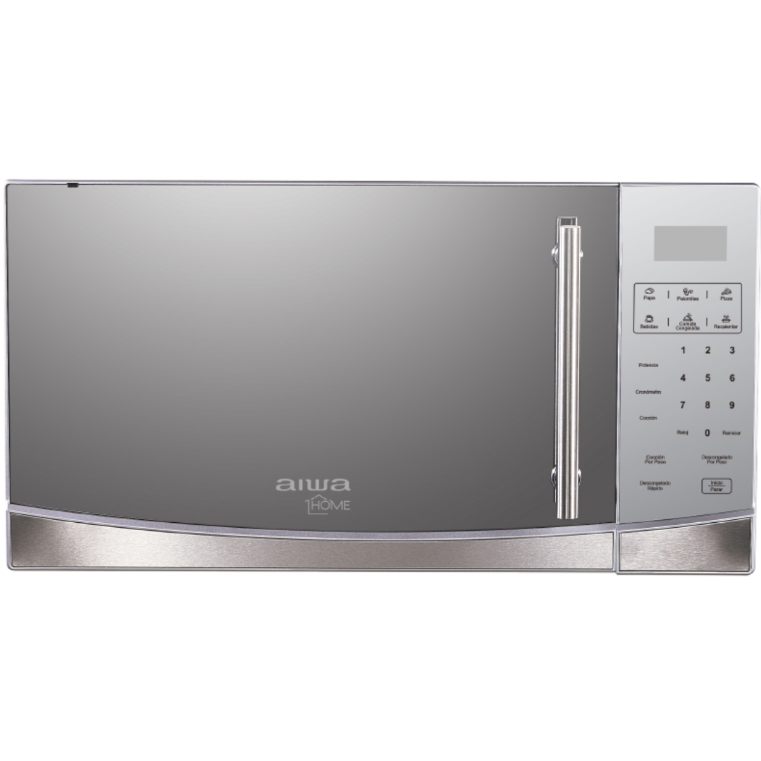 AIWA 1.0 CUFT MICROWAVE MIRROR FINISH WITH STAINLESS STEEL PUSH BUTTON