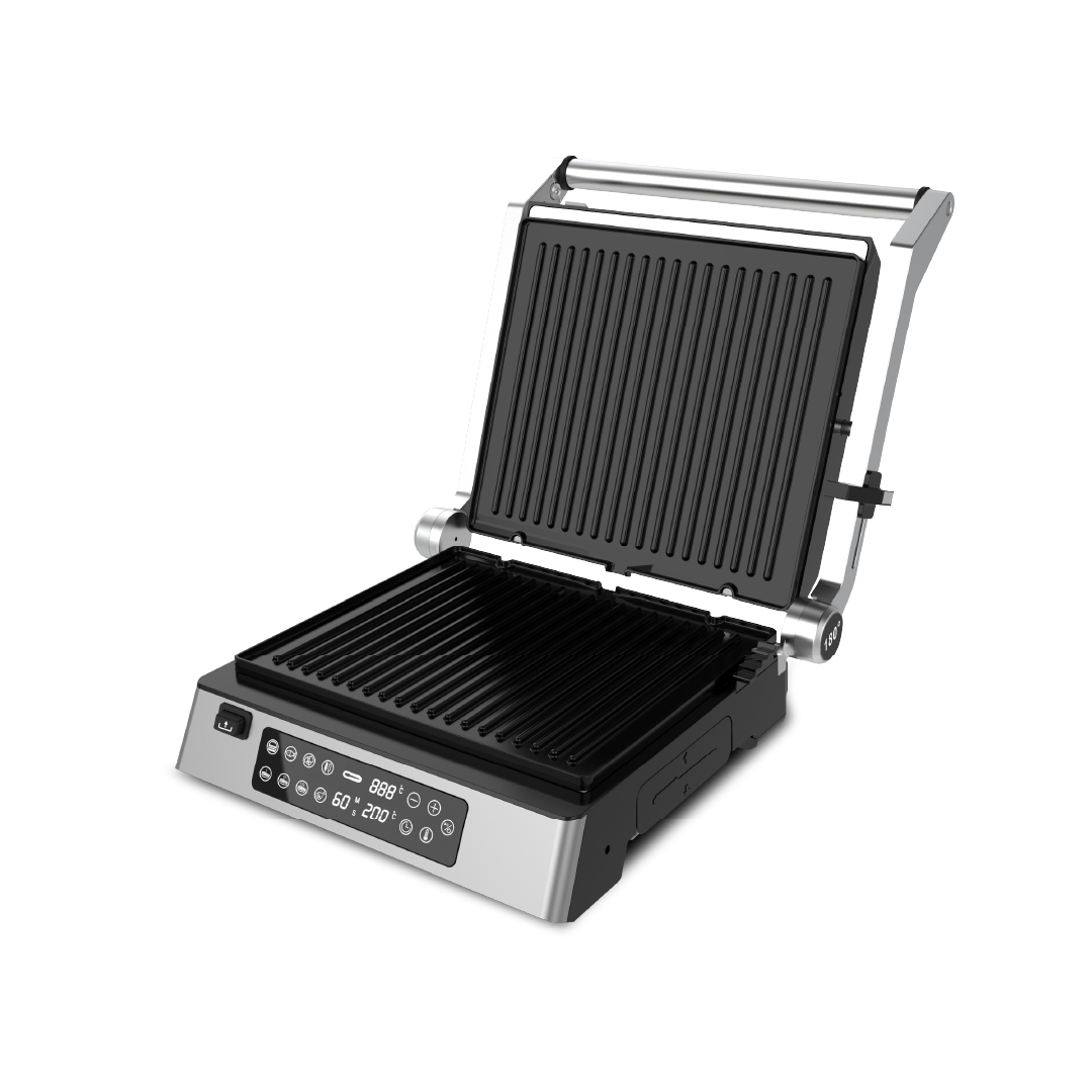 AIWA SMART GRILL PANINI & GRILL, REMOVABLE PLATES DIGITAL SCREEN STAINLESS STEEL