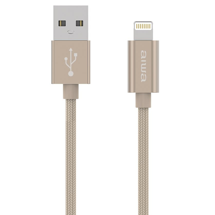 AIWA USB A/M TO LIGHTNING CABLE 5FT GOLD BRAIDING