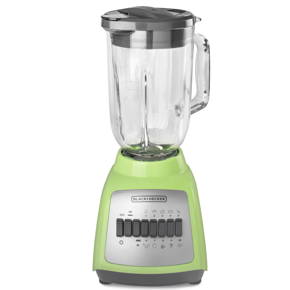 BLACK & DECKER 1.25 LITER GREEN GLASS BLENDER DOUBLE OPENING LID 10 SPEEDS AND PULSE FUNCTION