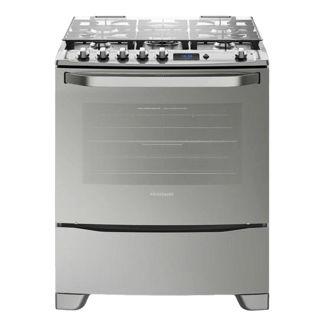 FRIGIDAIRE  30 INCH SILVER 5 BURNERS FREE STANDING GAS RANGE DIGITAL TIMER TRIPLE FLAME