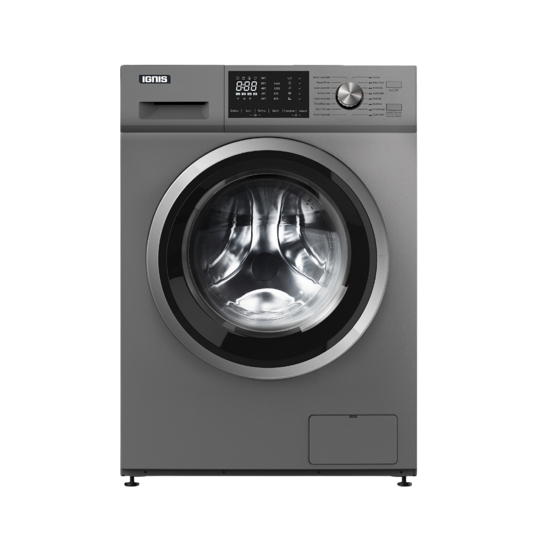 IGNIS  12 KG SILVER FRONT LOAD WASHER 16 CYCLES MUTE WASHING