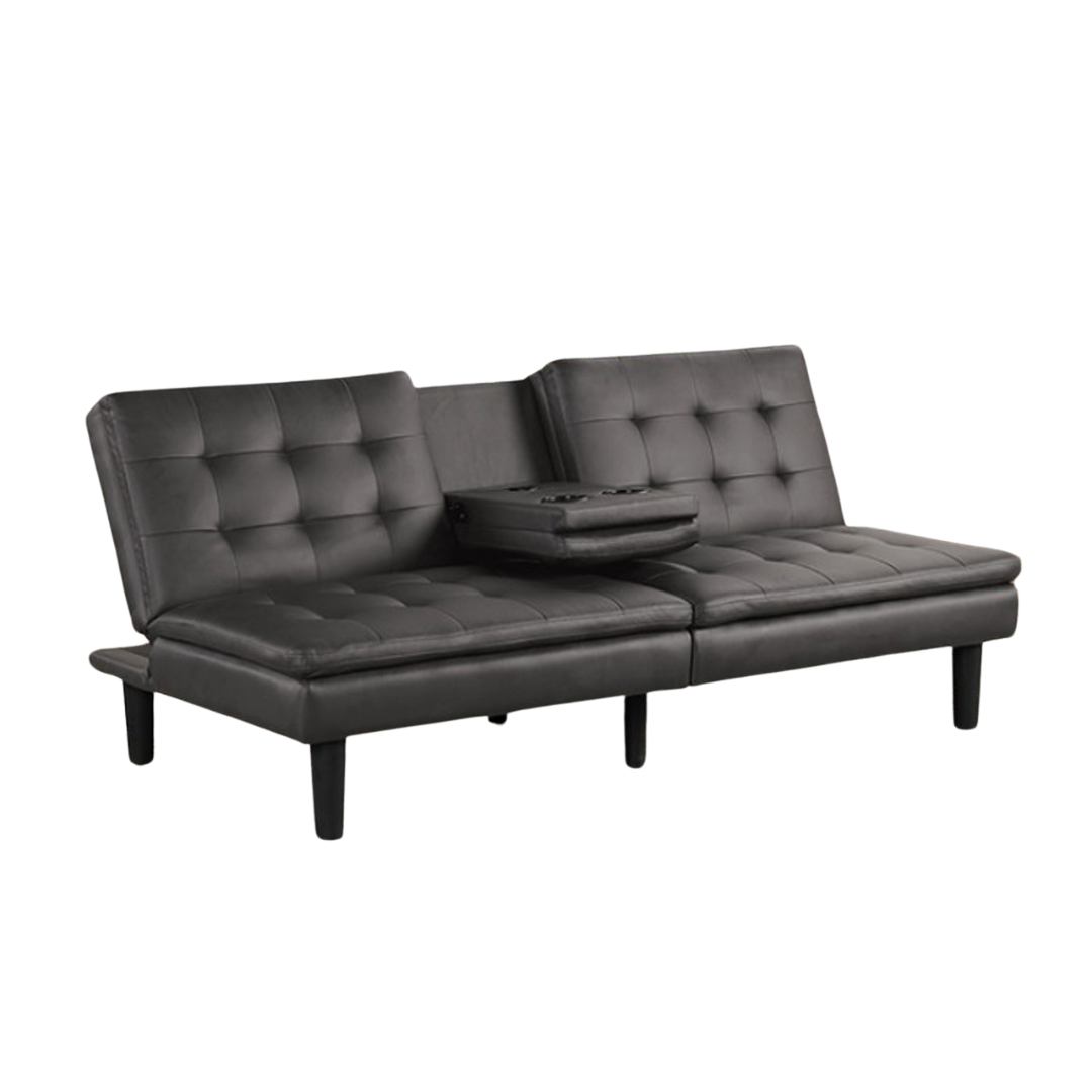 EIDSBERG FUTON SOFA BED W/ DROP DOWN TABLE GRAY